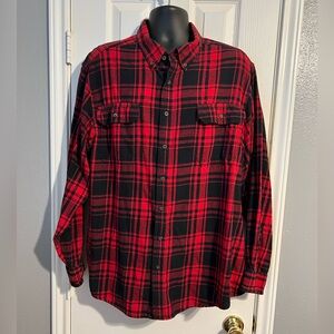 Men’s Faded Glory Plaid Flannel Button Down Shirt 2XL 50-52
